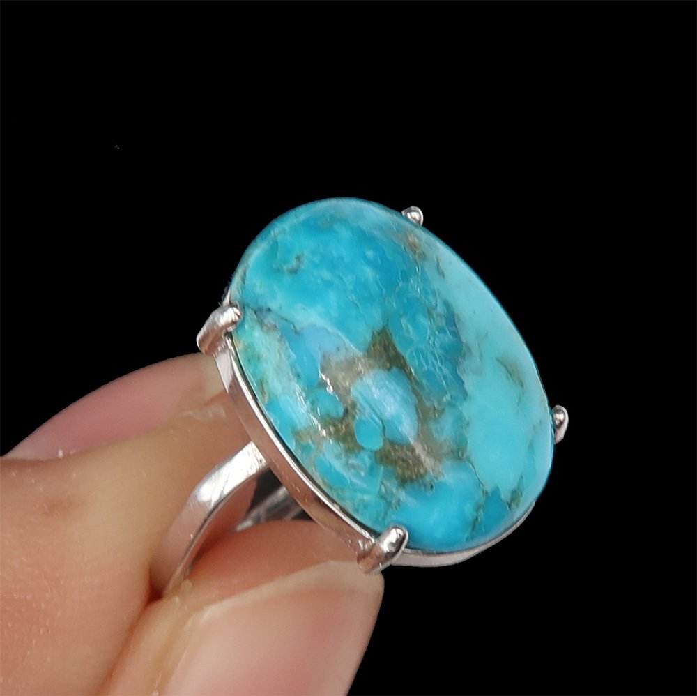 Turchese - Argento, Anello Turchese 'Ciel d'Été': Serenità, Protezione e Viaggio - Argento 925 - Anello #3.2