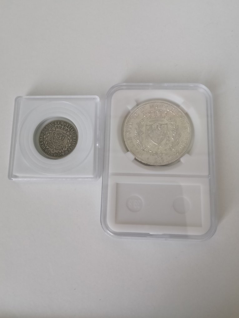 Itália, Saboia Carlo Felice. 1 Lira + 5 Lire 1826/1827 (Sem preço de reserva) #2.1