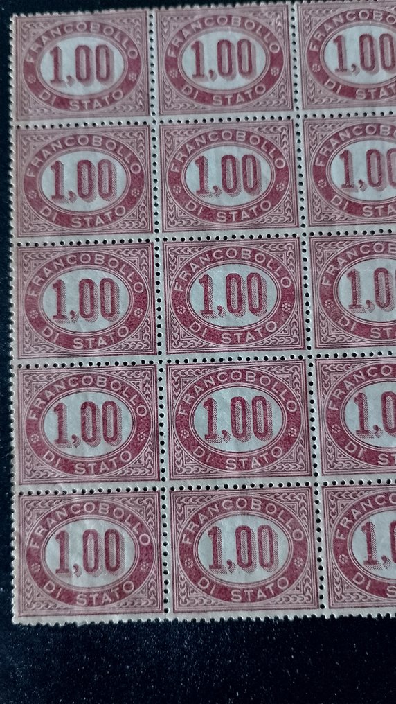 Royaume d’Italie 1875 - Timbres de service Re Vittorio Emanuele II, blocs de 10-25-40, peu courants - Sassone n 1-2-4--5 #1.0