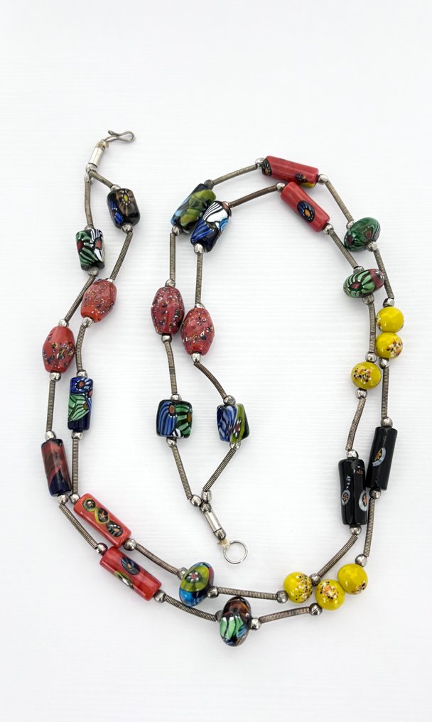 Murano Millefiori -lasi ja metalli - Kaulakoru #1.0