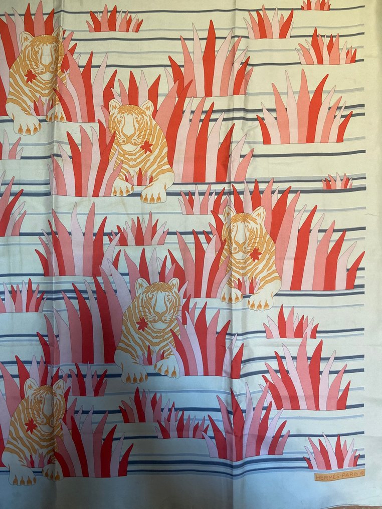 Hermès - " Tigres Dans Les Herbes" par Joachim Metz 1979 ( une seule édition ) - Écharpe #4.3