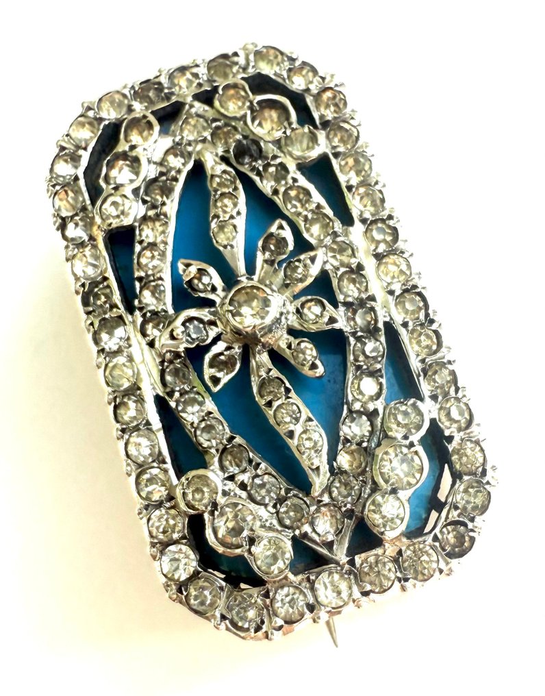 没有保留价 - 胸针 银 - Art Deco 绿松石胸针 #2.1