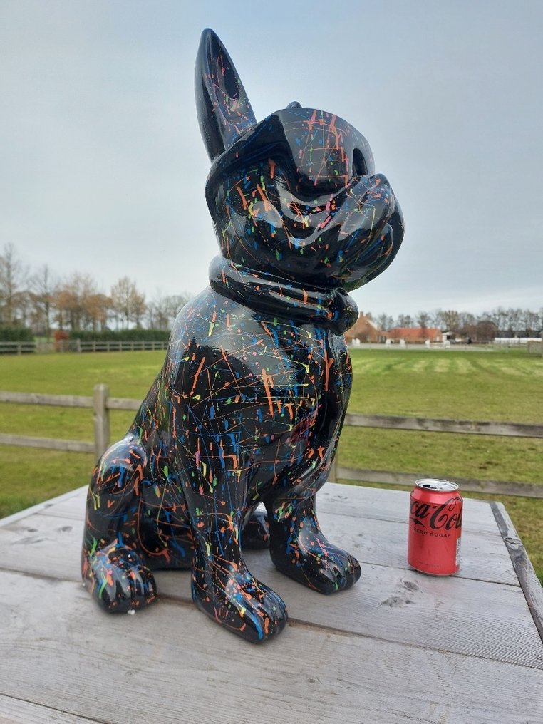 Άγαλμα, funny dog with sunglasses in  black color - 60 cm - polyresin #1.0