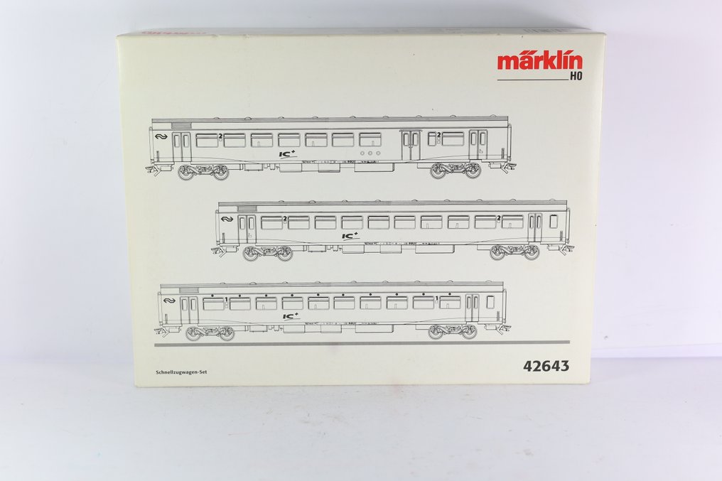 Märklin H0 - 42643 - Pienoisjunaradan matkustajavaunusetti (1) - 3-osainen veturihenkilövaunuyhdistelmä. - NS #1.0
