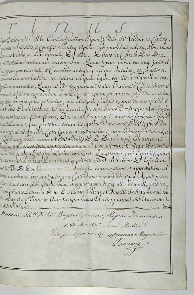 義大利 - 文件 - Laurea Universita' di Pavia - 1781 #1.0