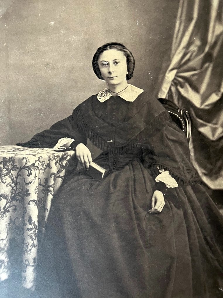 Anonymous - 1850s LARGE European Salt Print Portrait Pretty Woman #4.3