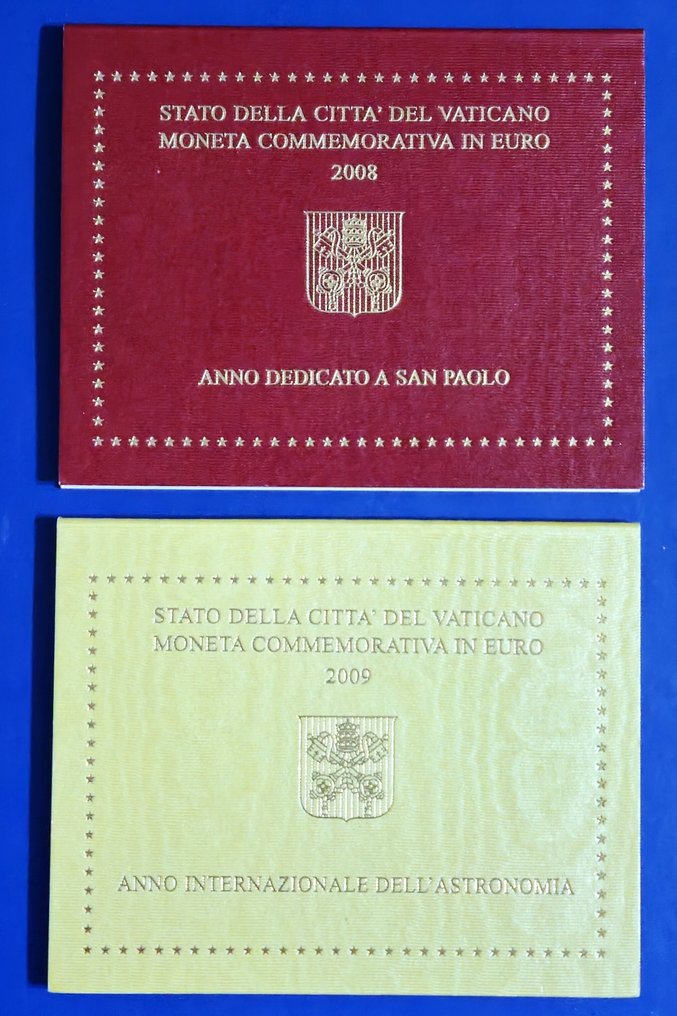 Vatikanen. 2 Euro 2008/2009 "San Paolo" + "Astronomia" (2 monete)  (Utan reservationspris) #1.0