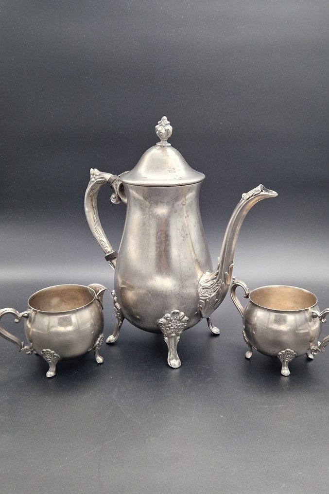 Leonard - 茶具 (3) - 镀银 - 茶壶、奶油壶、糖罐 #1.0