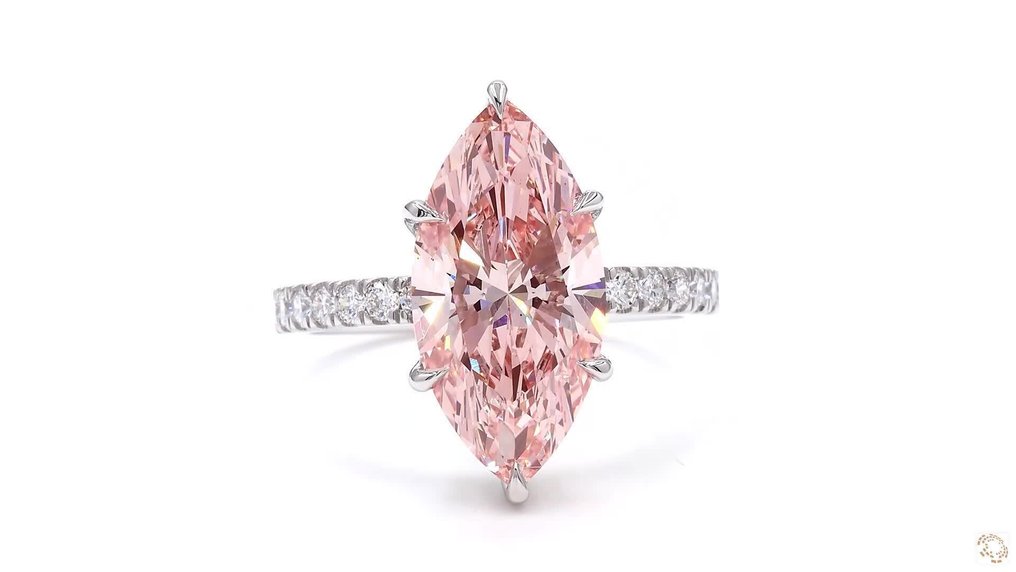 χωρίς τιμή ασφαλείας - Δαχτυλίδι Πλατίνα -  4.71ct. tw. Ροζ Διαμάντι (Διαμάντια εργαστηριακής καλλιέργειας με φανταχτερά χρώματα) - Διαμάντι - Πολυτεχνική Ζωντανή Ροζ #1.0
