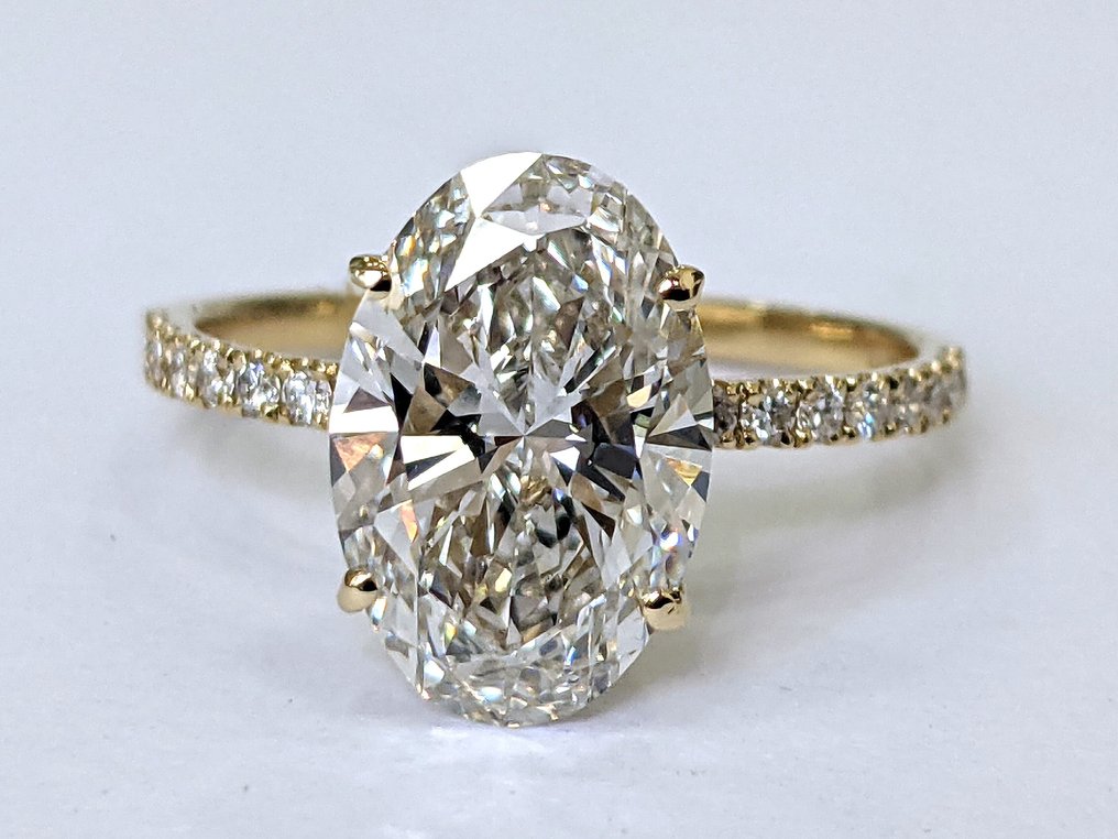 χωρίς τιμή ασφαλείας - Δαχτυλίδι - 18 καράτια Κίτρινο χρυσό -  3.22ct. tw. Διαμάντι (Εργαστηριακής καλλιέργειας) - Διαμάντι #1.0