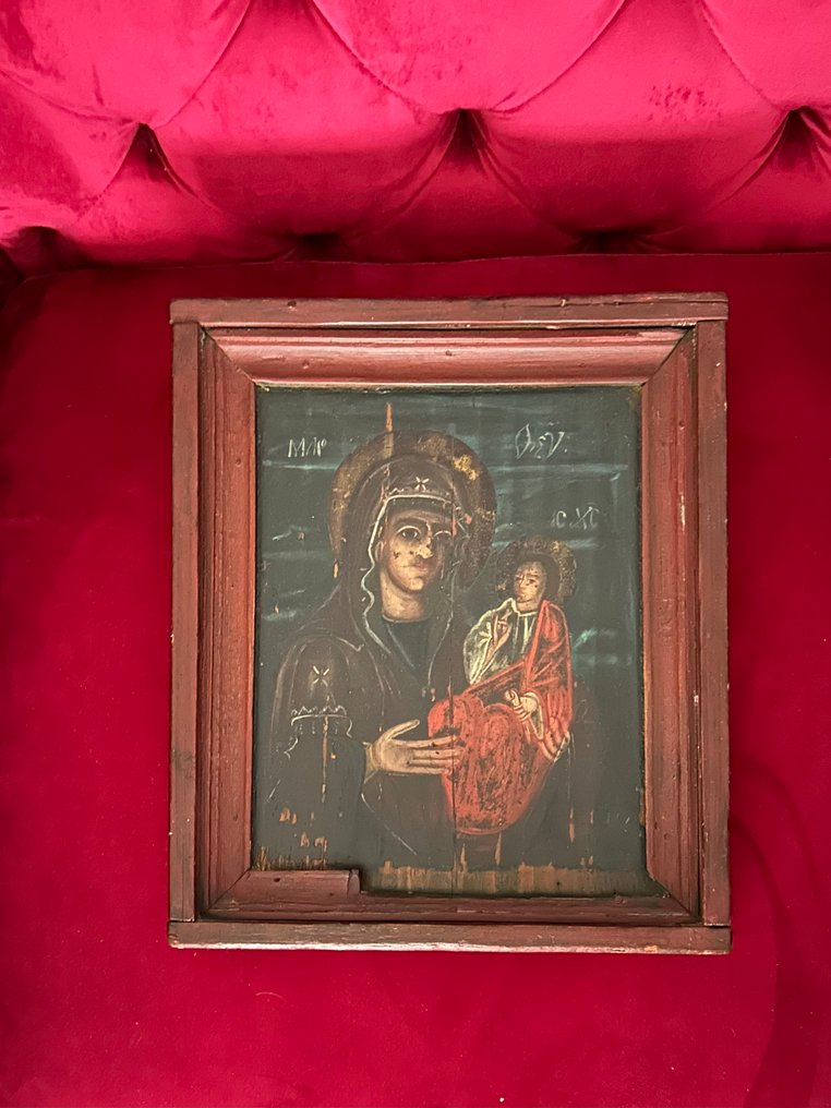 Icona - Madre di Dio - Legno - Dipinto a mano - 31 x 36 cm #2.1
