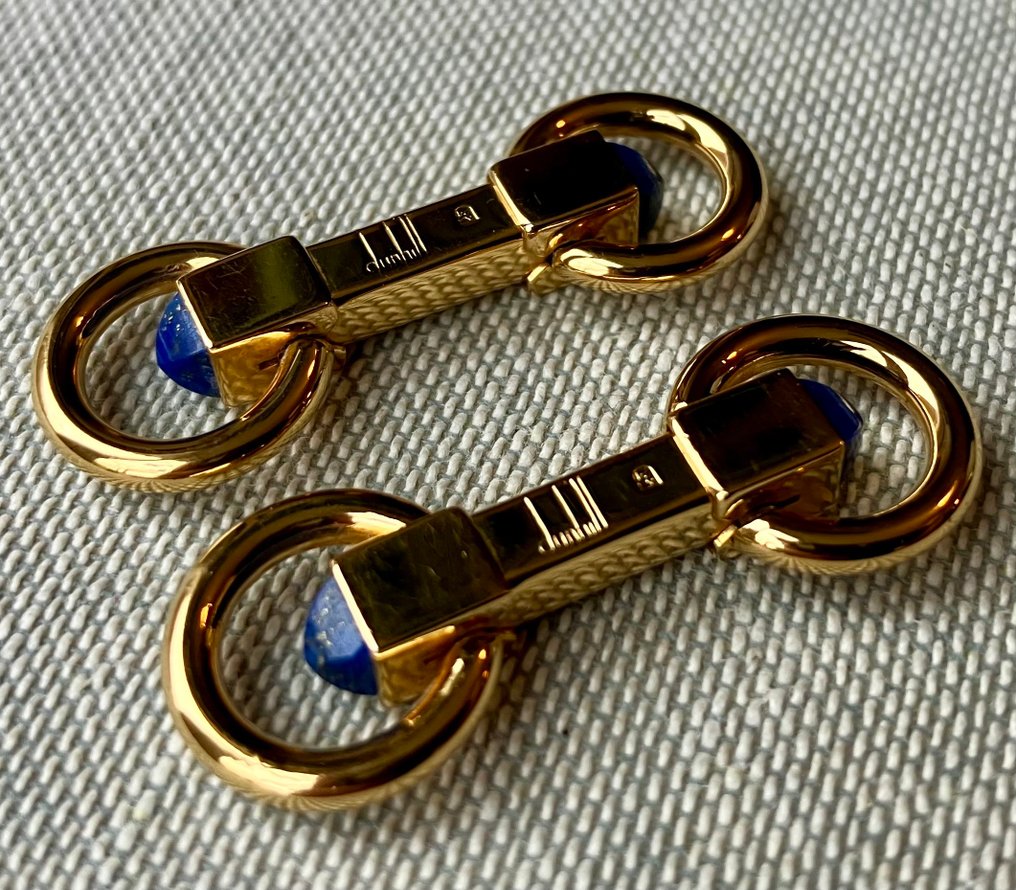 Alfred Dunhill - Lapis-lazuli - Plaqué or - Boutons de manchette - selle à étriers #3.2