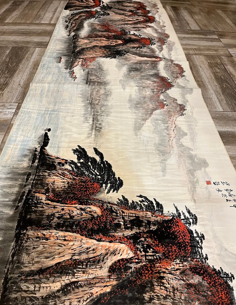 丝绸与宣纸水彩风景大卷轴 - 中國 - 21世紀 #1.0