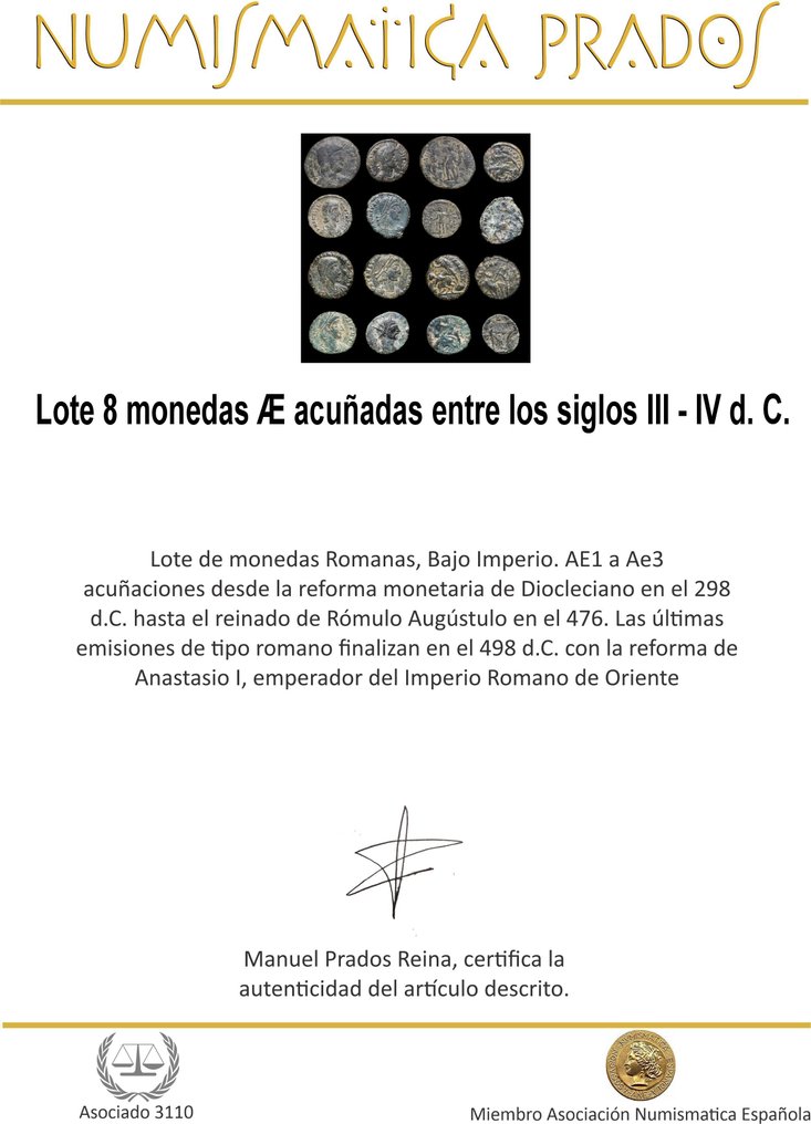 Impero romano Lote 8 monedas Æ acuñadas entre los siglos III - IV d. C. (Senza prezzo di riserva) #1.0