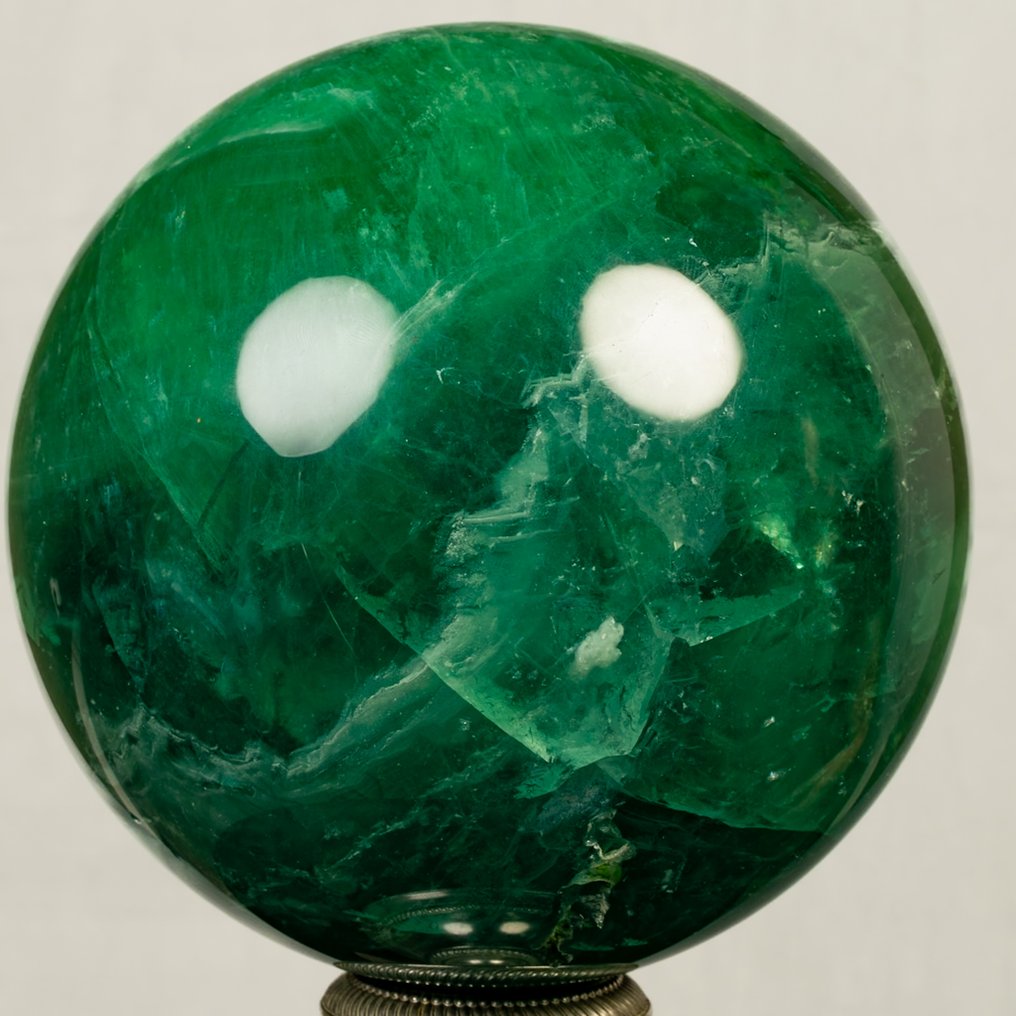 萤石 精细抛光大型AAA级绿色萤石球体 - 高度: 17 cm - 宽度: 17 cm- 8130 g #1.0