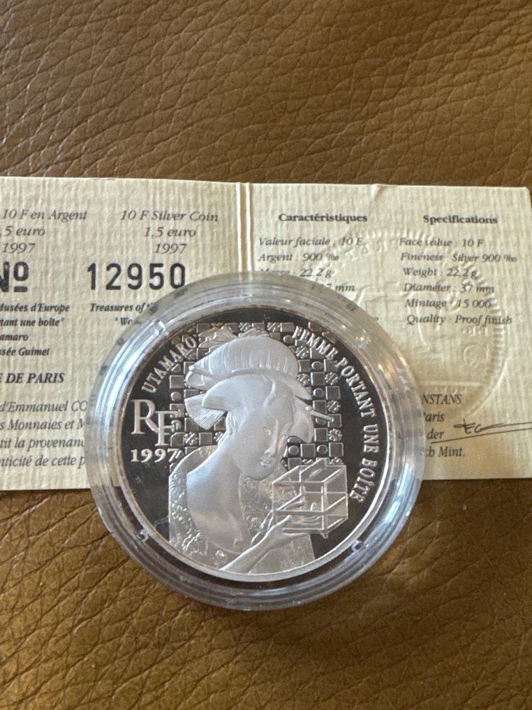 France. 10 Francs 1997 Utamaro - 22,2g mit CoA (No reserve price) #1.0