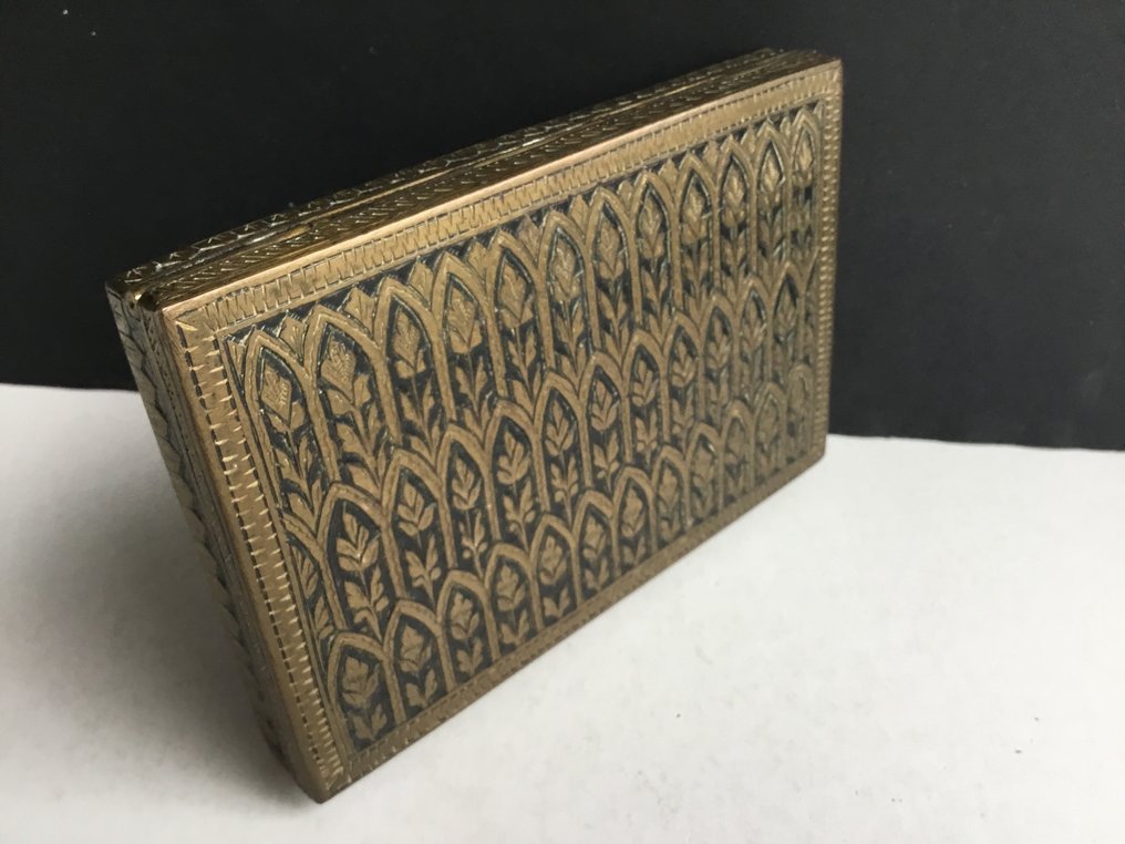 Antieke messing Perzische doos - Tobaksæske - Messing, Træ #2.1