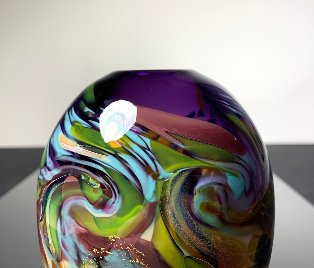 Maxence Parot - Βάζο -  Βάζε μοναδικά χρώματα και Χρυσό.  - Γυαλί #4.3