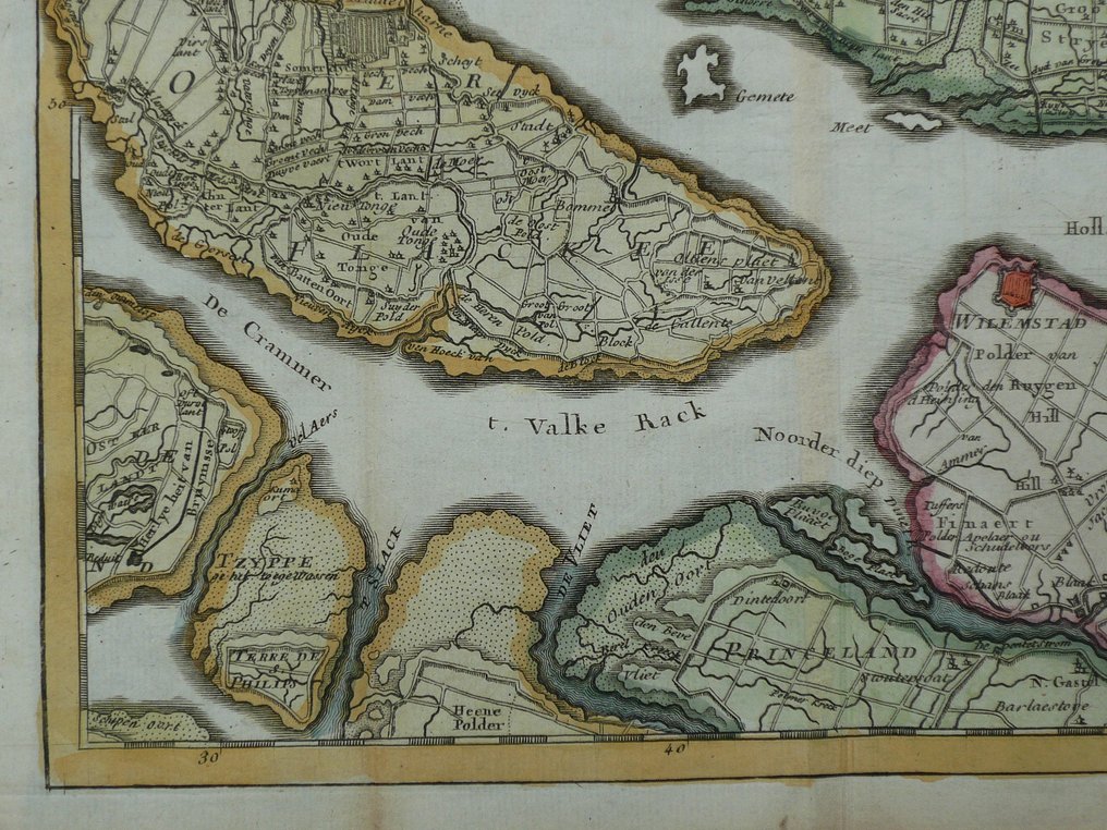 Belgium - Zuid Holland / Dordrecht / Willemstad; J.B. Crepy - Carte des environs de Dordrecht et de Willemstad - 1721-1750 #4.3