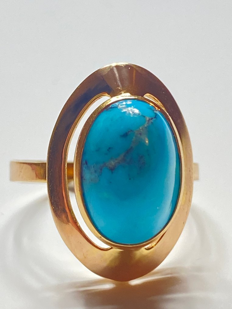 No reserve price - Ring - 18 kt. Yellow gold Turquoise #1.0