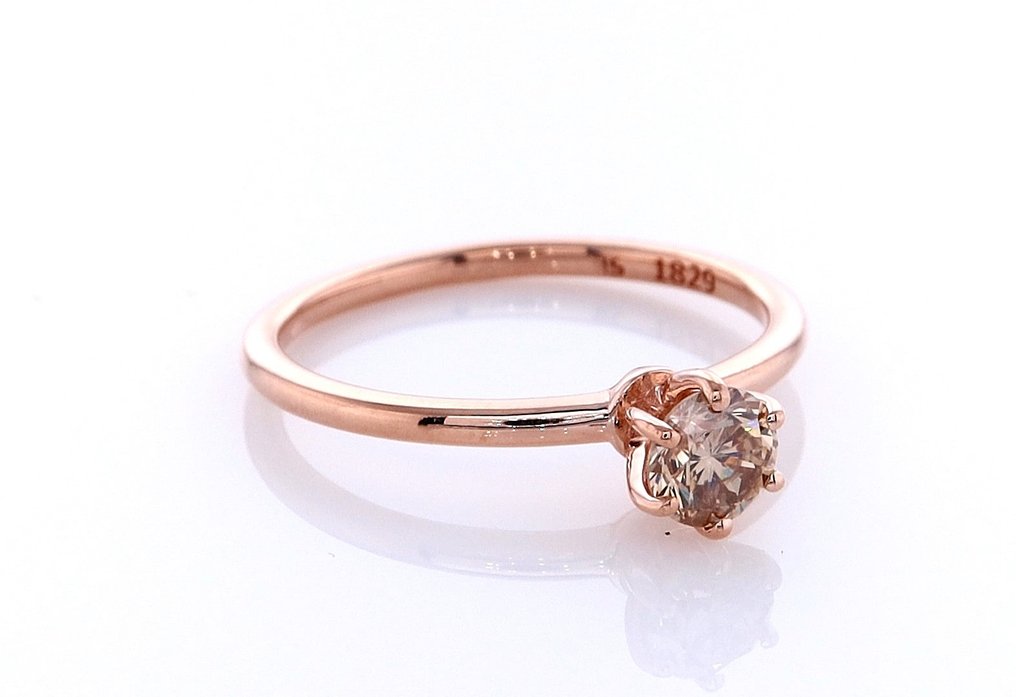 没有保留价 - 戒指 - 14K包金 玫瑰金 -  0.44ct. tw. 钻石 (天然色彩的) #3.2