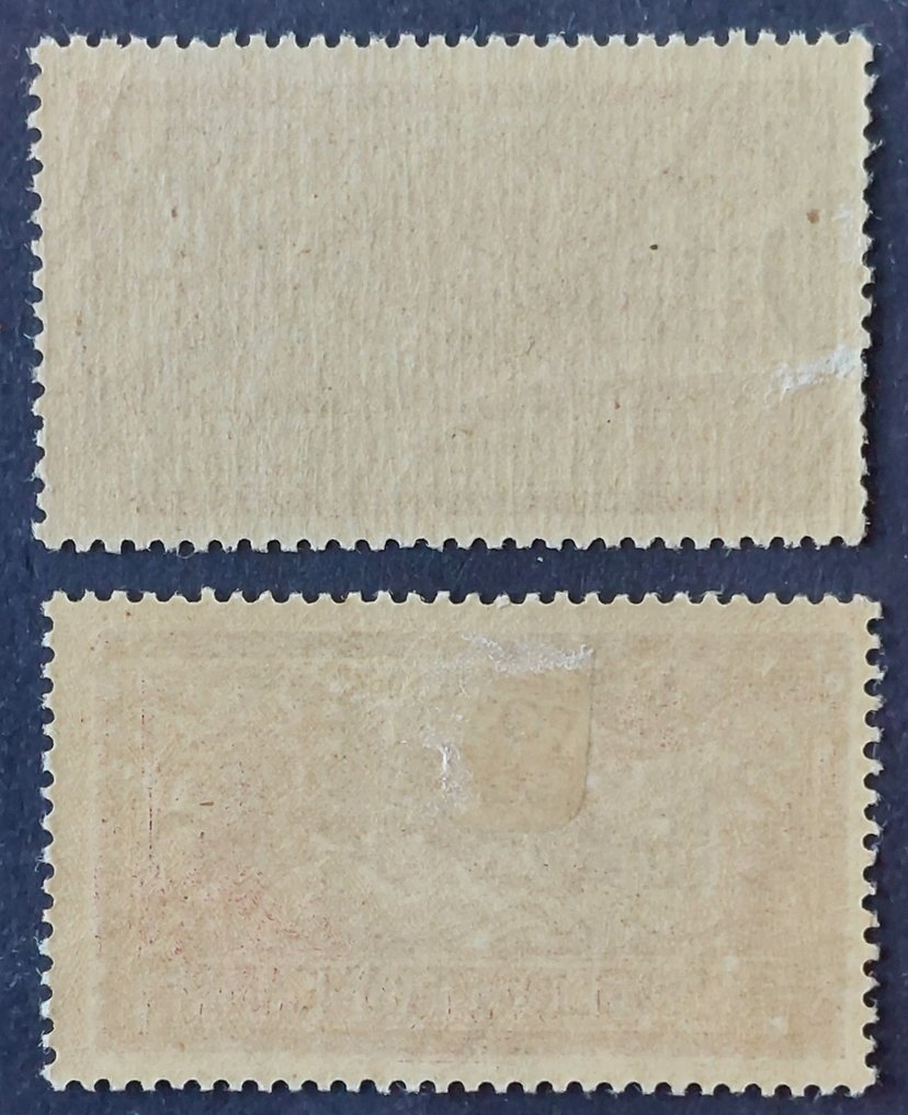 法国 1900 - Merson，1瓶lie-de-vin和橄榄，两个样品，偏移的中心和深色调。 - Yvert 121 et 121b #1.0