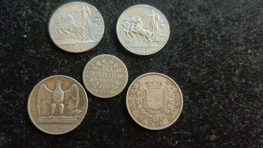 Ιταλία, Βατικάνο. Lot 5 silver coins 1863-1927  (χωρίς τιμή ασφαλείας) #1.0