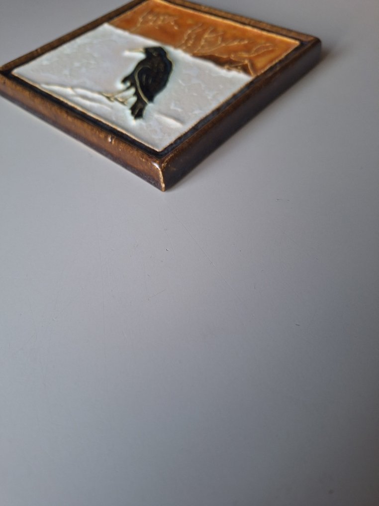  Piastrella - Piastrella cloisonné di un corvo - Porceleyne Fles - 1930-1940  #2.1