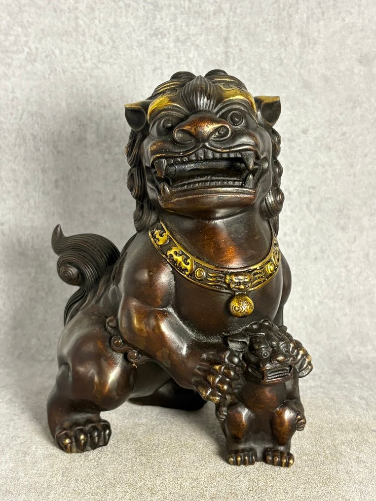 Large set foo dogs 22 cm / 4.4 kg - Bronze - China - Late 20th century #1.0