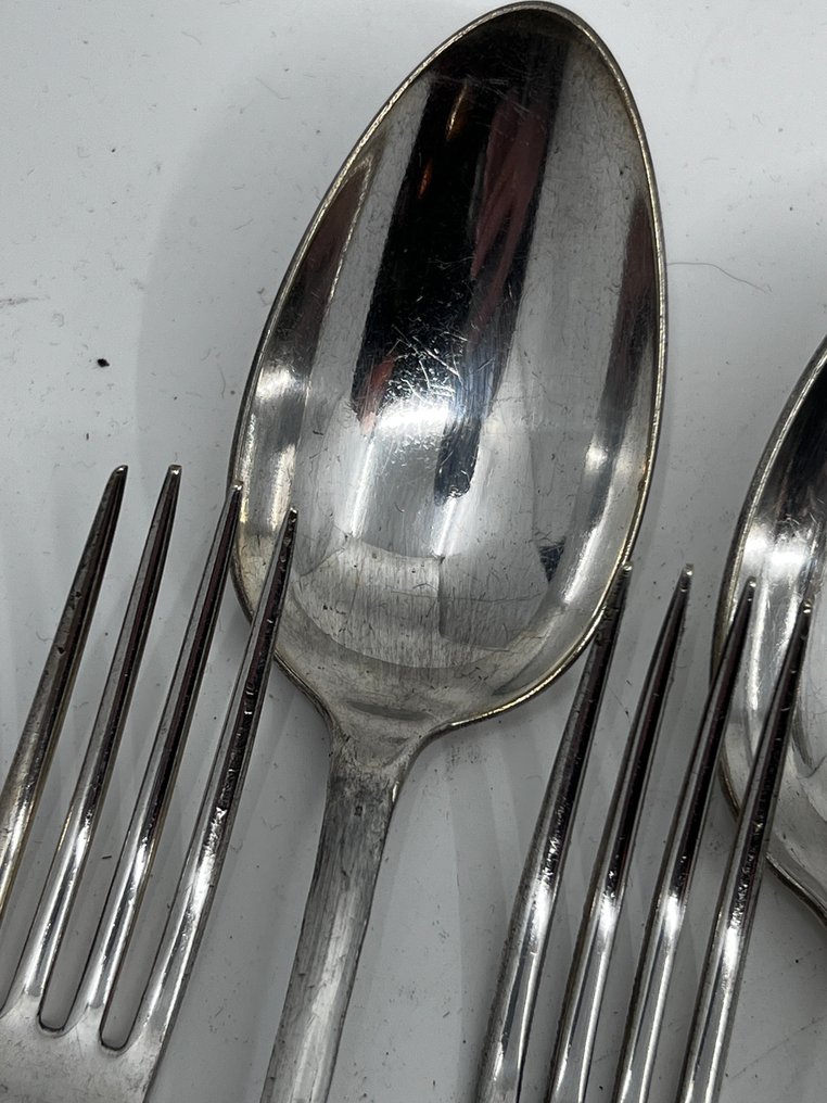Christofle - Cutlery set (12) - Baguette / Dutch happiness - Silverplated - 6 workbenches, 6 spoons, baguette. #1.0