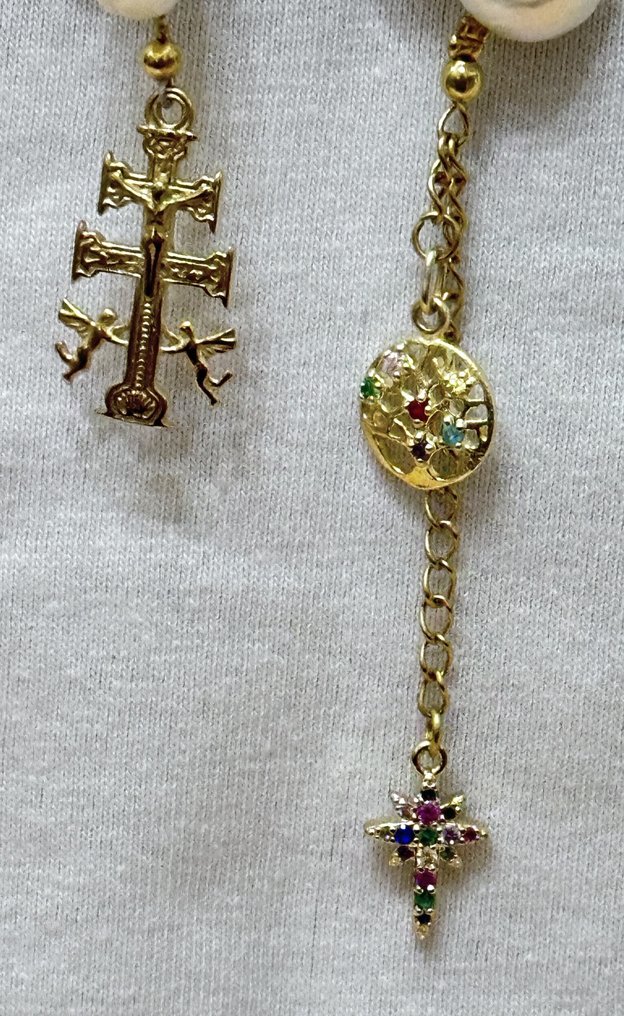 Φυσικές Πέρλες Λευκές Μπαρόκ και Αμέθυστος με 3 Θρησκευτικά φυλαχτά - Κολιέ - Υψηλή ποιότητα. #4.3