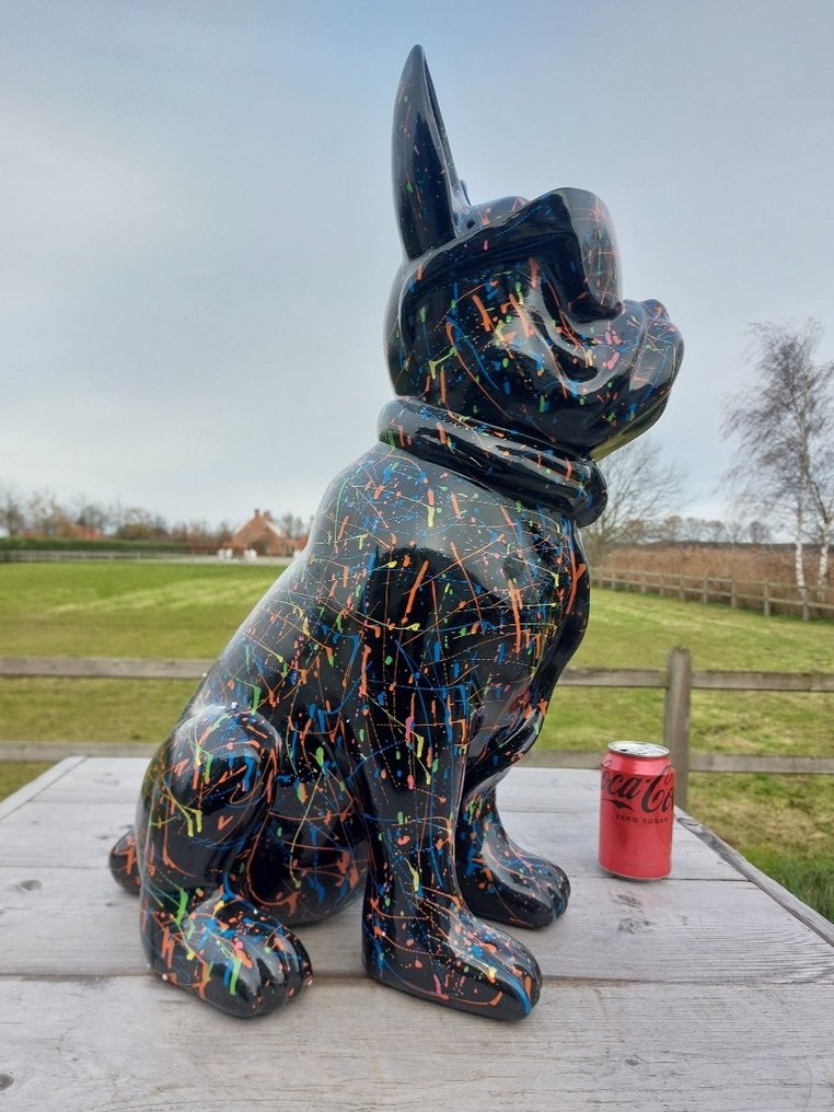 Άγαλμα, funny dog with sunglasses in  black color - 60 cm - polyresin #4.3