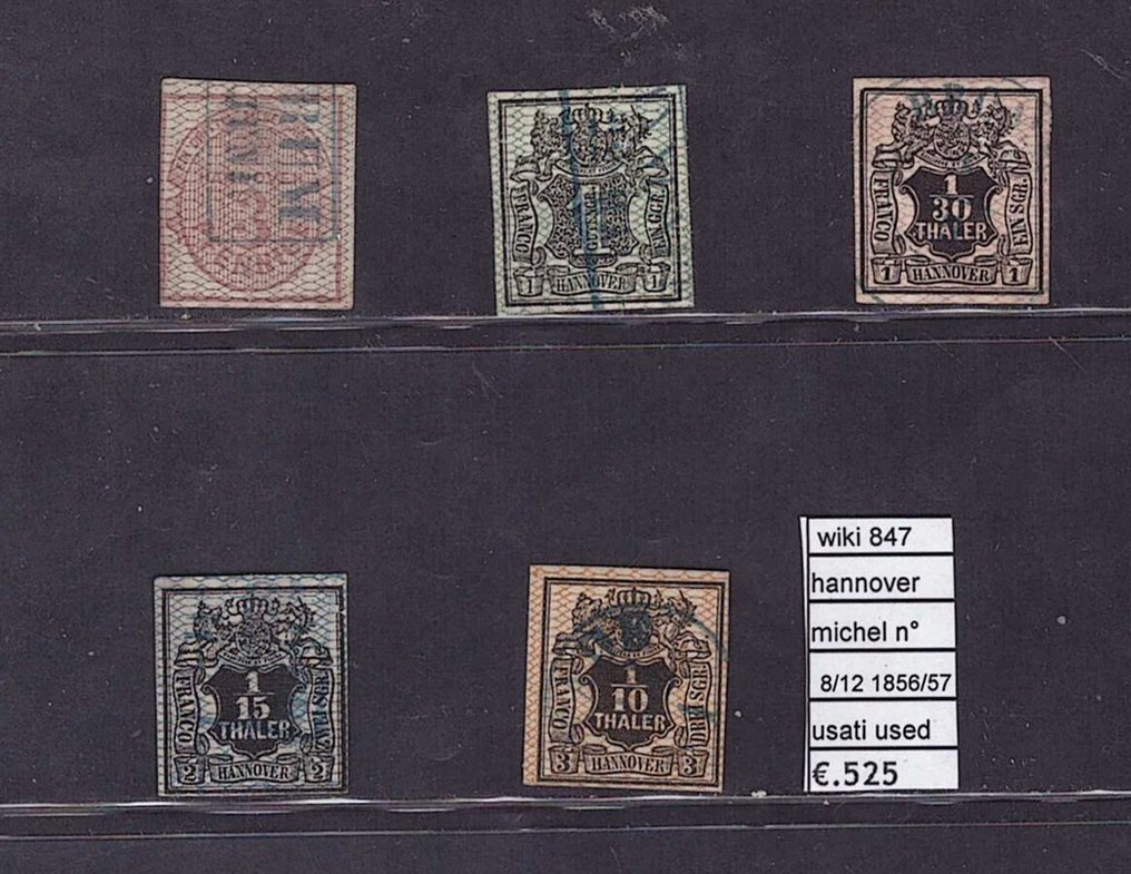 德国 - 本地邮政区 1850 - A-D，汉诺威系列的第8/12号 #1.0