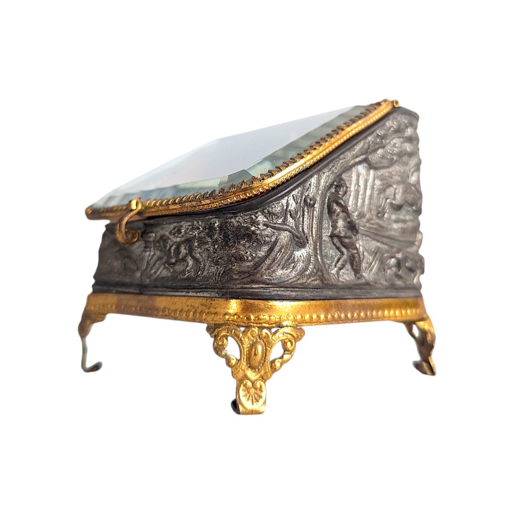 Sieradendoos - 1850 - 1900 - Napoleon III - Jachtscene - Messing, Kristal #3.2