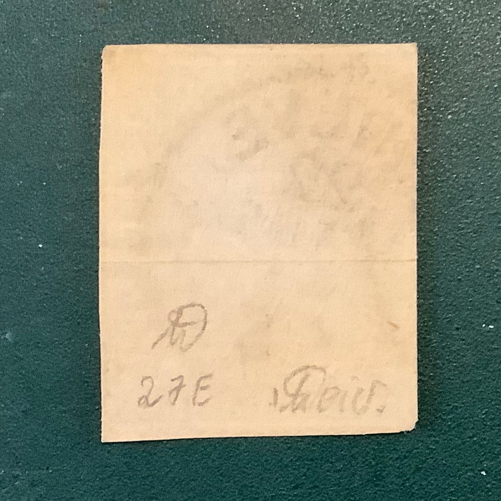 瑞士 1856/1857 - Fr Strubeli 配有黄色边带和照片证书——稀有品 - Zumstein 27E - Michel 18IIAzn #3.2