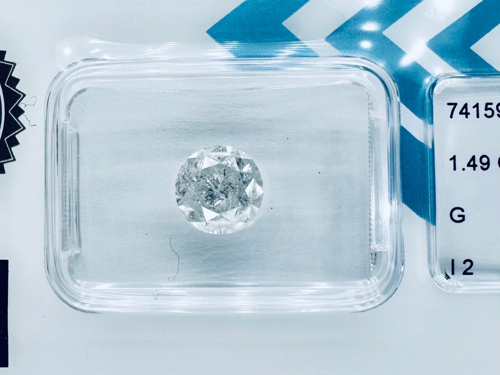 没有保留价 - 1 pcs 钻石  (天然)  - 1.49 ct - 圆形 - G - I2 内含二级 - 国际宝石研究院（IGI） - （自然） #1.0