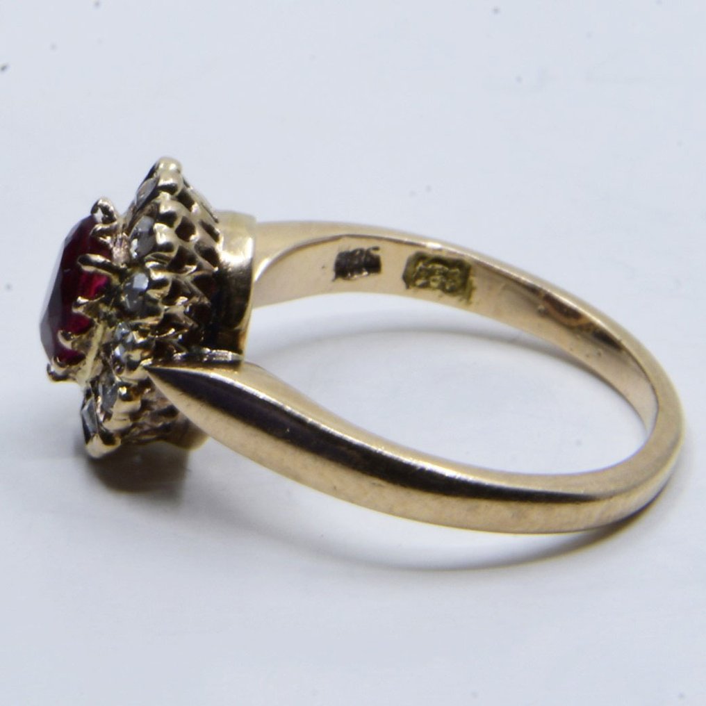 Δαχτυλίδι - 18 καράτια Κίτρινο χρυσό -  0.72ct. tw. Ζαφείρι - Διαμάντι #2.1