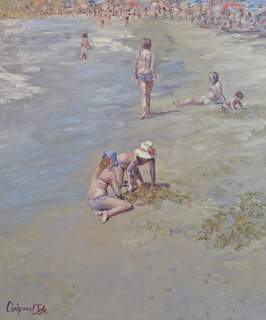 Chris van Dijk (1952) Impressionist - " Sur la plage " #1.0