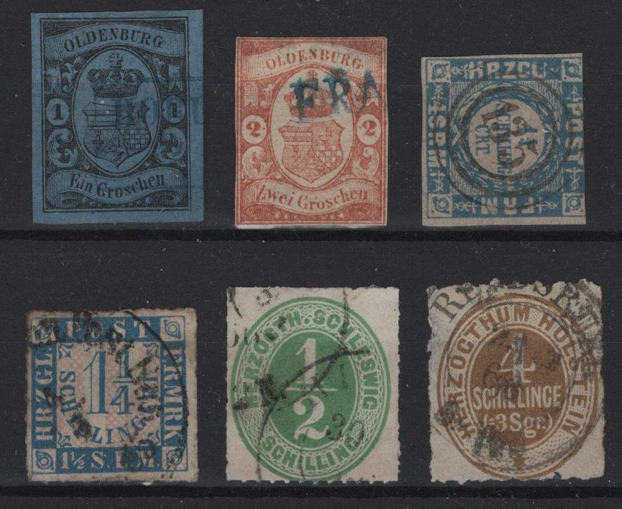 Altdeutschland  - 奥尔登堡/什莱斯维希，6个更好的品牌或邮票 #1.0