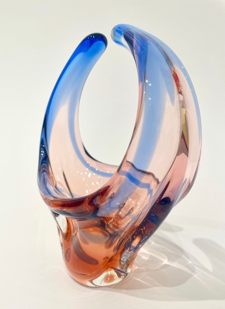 Mstisov glass Union - Karel Zemek - Basket - "Niagara" serie, Pattern: 53794/18 - Sommerso Glass #4.3