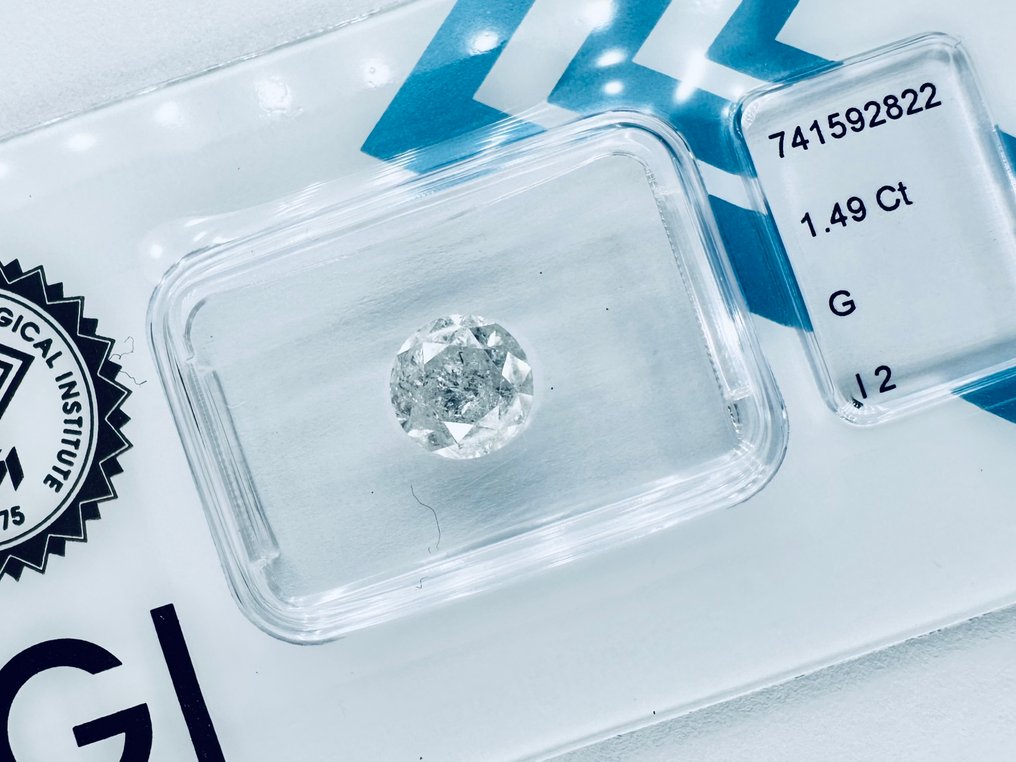 没有保留价 - 1 pcs 钻石  (天然)  - 1.49 ct - 圆形 - G - I2 内含二级 - 国际宝石研究院（IGI） - （自然） #3.2