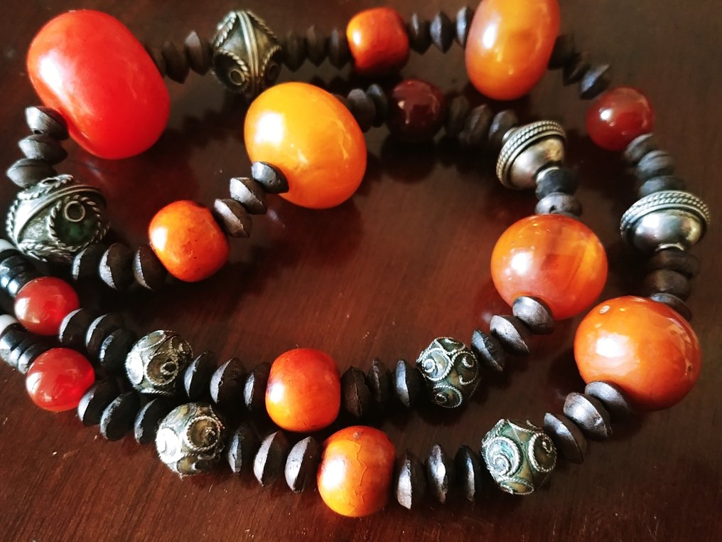 Ρητίνη, Μέταλλο, Ξύλο, κοράλλι - Κολιέ - Berbère Μαρόκο #4.3