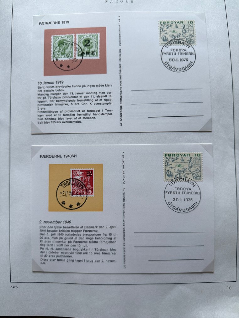 Faroe Islands 1975/1997 - Party of stamps, sheets, and postcards in a Davo album #3.2