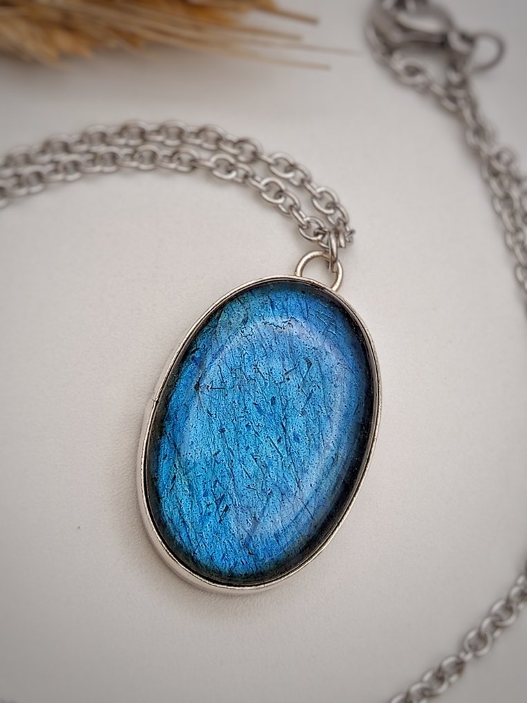 Gioiello 'Dipinto blu' handgemaakt in 925 zilver met topkwaliteit blauwe labradoriet, uniek stuk. - Hoogte: 31 mm - Breedte: 20 mm- 13.4 g - (1) #1.0