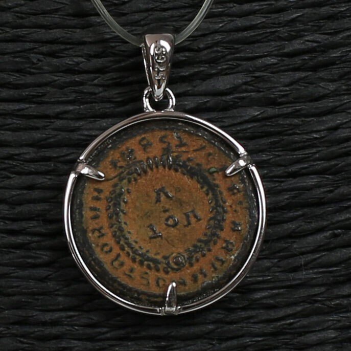 现代银色 带有康斯坦丁二世 Follis 的吊坠 (沒有保留價) #2.1