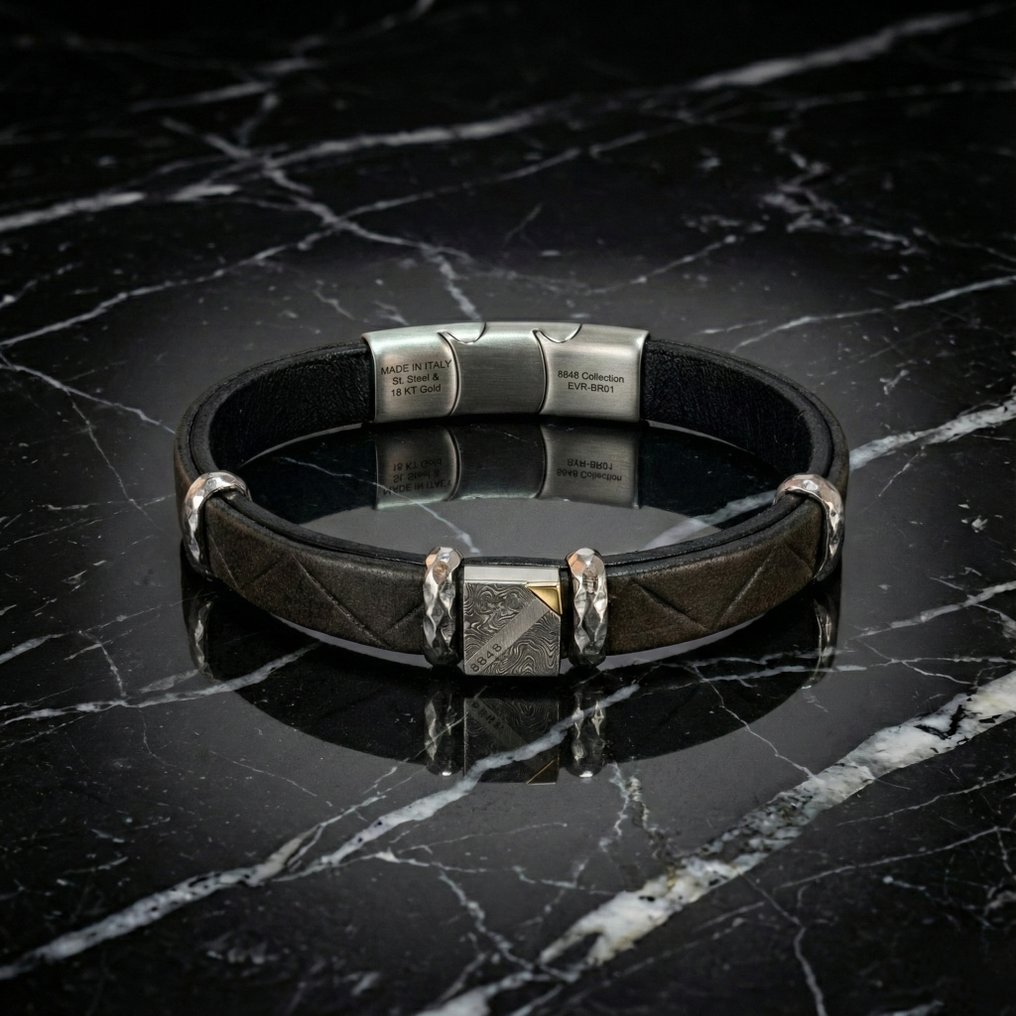 18 καράτια - Βραχιόλι σε χειρουργικό ατσάλι., Ροζ χρυσό - Βραχιόλι - Κατασκευασμένο στην Ιταλία #1.0