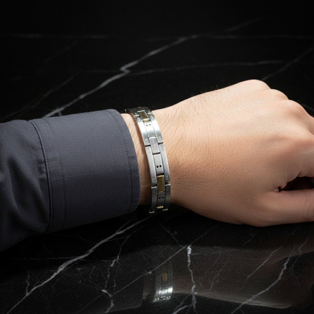 18 καράτια - Βραχιόλι σε χειρουργικό ατσάλι., Κίτρινο χρυσό - Βραχιόλι - Κατασκευασμένο στην Ιταλία #1.0