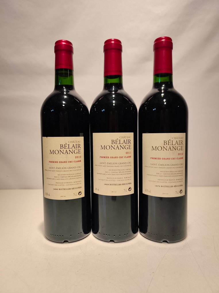 Château Bélair Monange, 2010 ,2011, 2012 - Saint-Émilion Grand Cru - 3 Pullot (0.7 L) #1.0