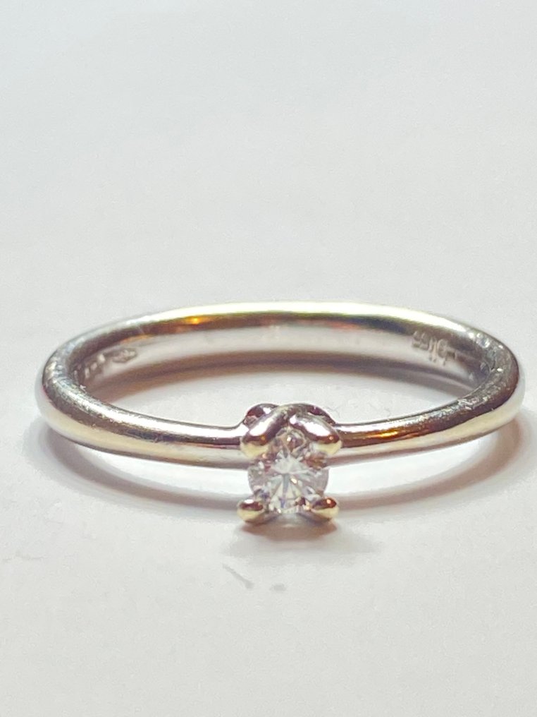 没有保留价 - 戒指 - 18K包金 白金 钻石 (天然)  #1.0