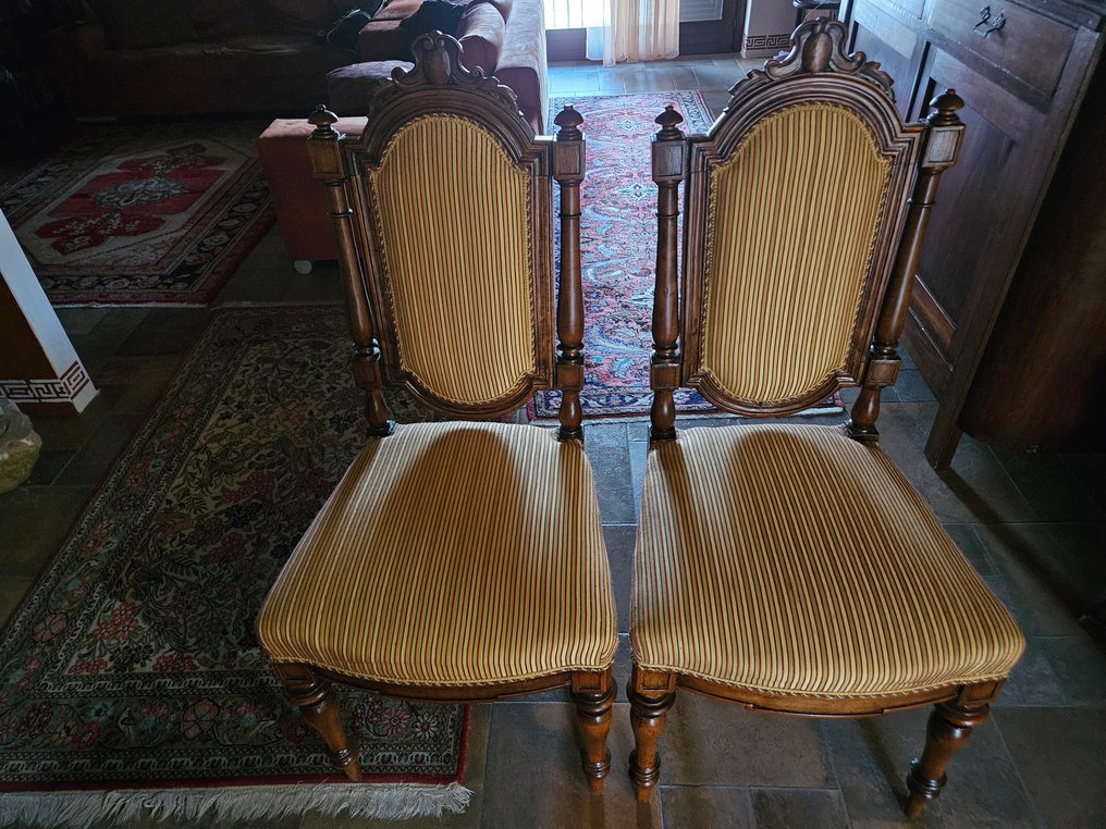 Sedia (2) - Legno, Tessuto - DUE SEDIE ANTICHE #1.0